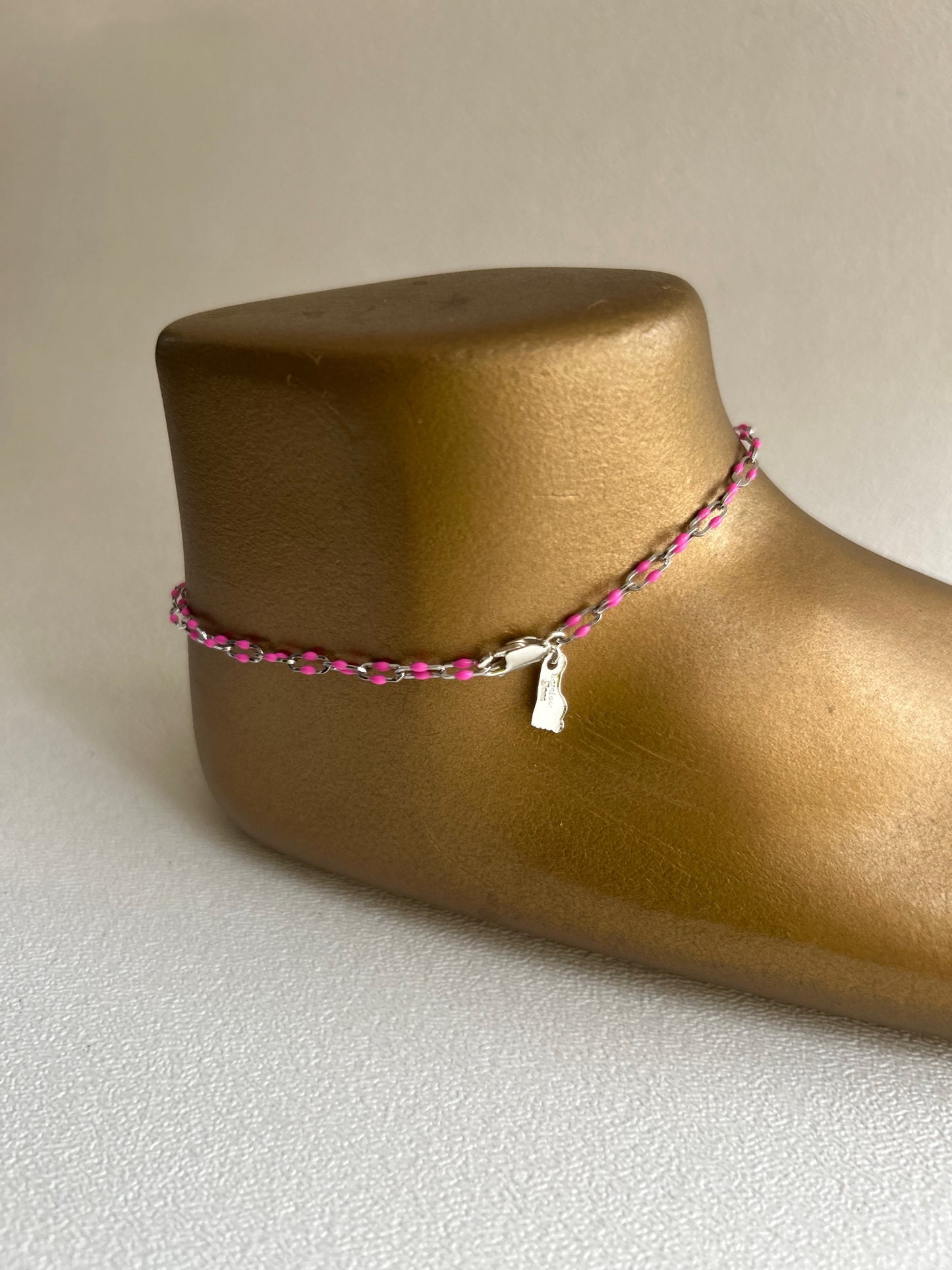 Sterling Silver/hot pink anklet
