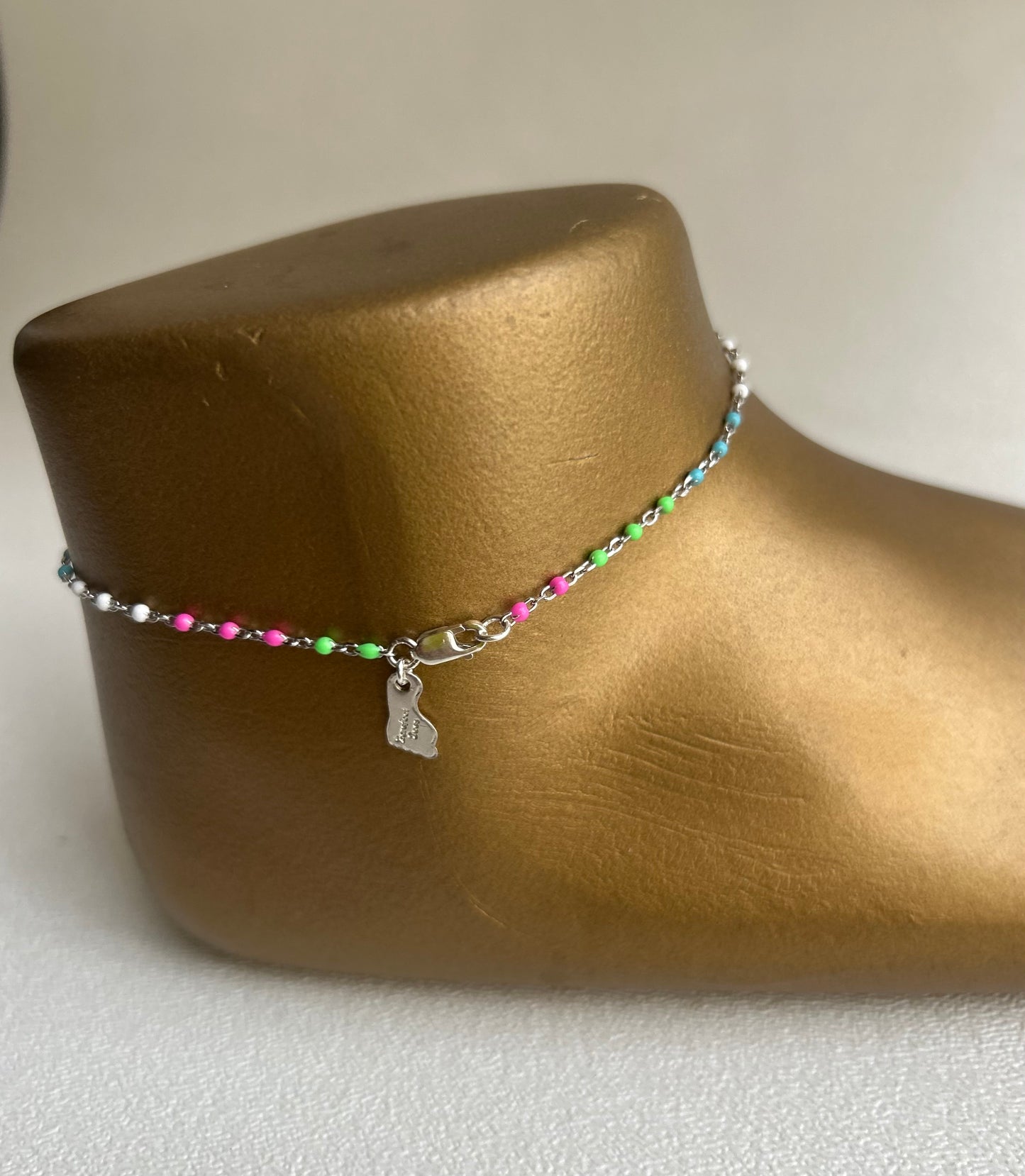 Sterling Silver multi-color anklet