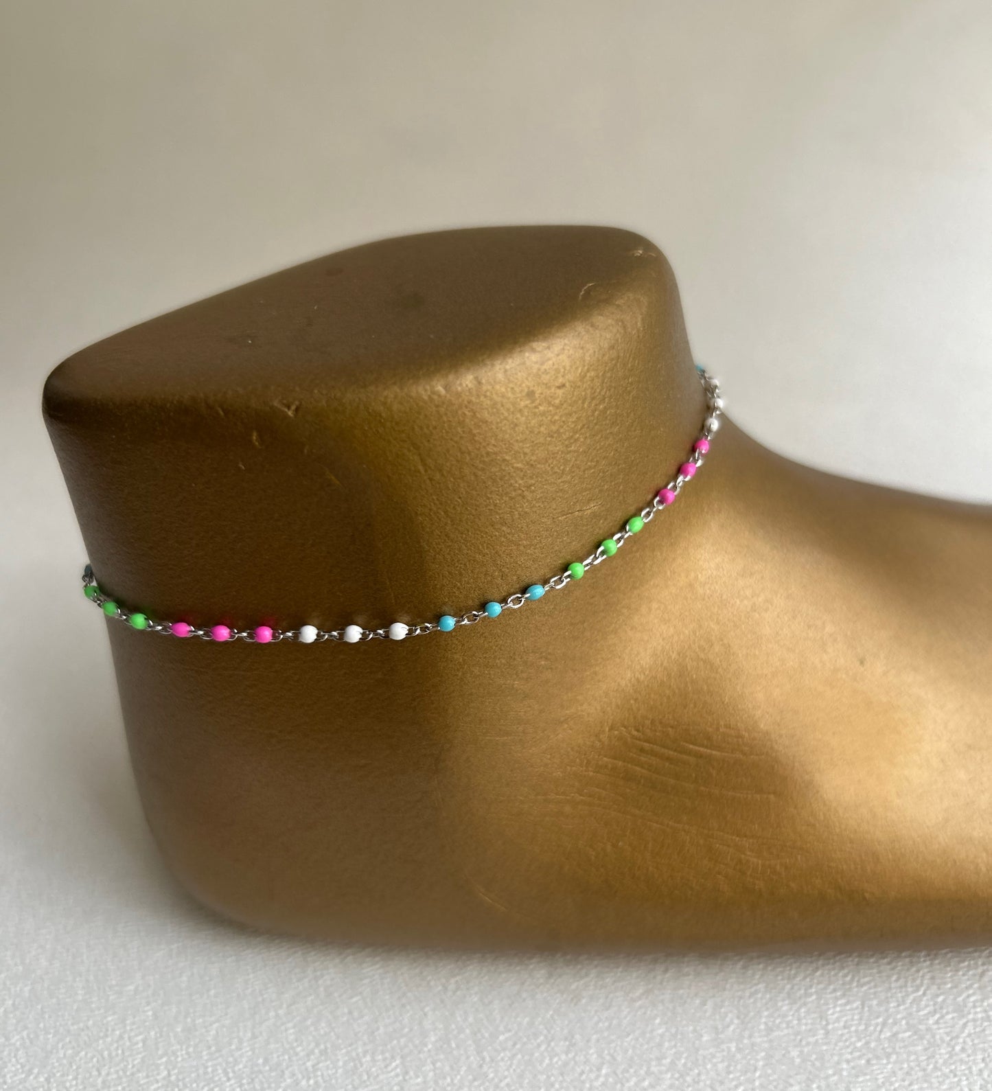 Sterling Silver multi-colored anklet