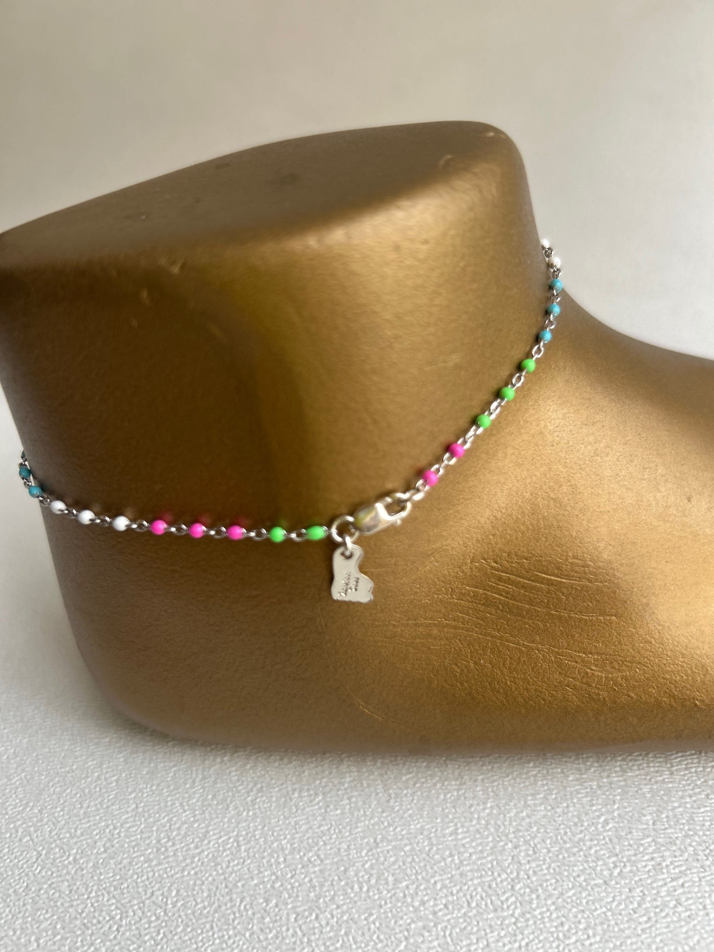 Sterling Silver multi-colored anklet